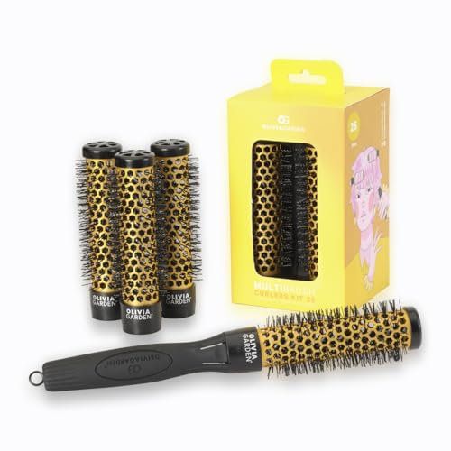 Olivia Garden Multibrush Curlers Kit - 4 Aufsätze & 1 abnehmbarer Griff - Größe 25 - Perfekt für Locken und Volumen
