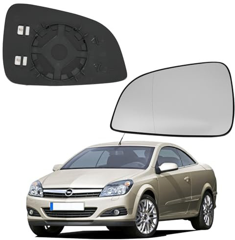 Convitex Cristal de espejo retrovisor para Opel Astra H (09 – 12), izquierdo, cristal de espejo + pie de sujeción, esférico, calefactable