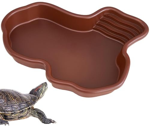 Genérico Cuenco De Agua Grande para Reptiles, Piscina Grande para Tortugas, Piscina De Baño con Rampa Y Plataforma, Baño para Tortugas para Comida Y Agua, Lavabo Decorativo Paisajístico