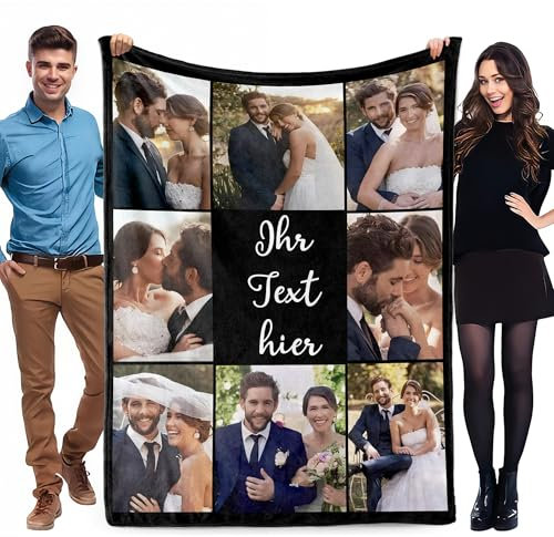 WMDIY Personalisierte Decke mit Foto, Kuscheldecke mit Foto Schreibstil Namen, Fotodecke mit Eigenem Foto, Fotodecke, Valentinstag Weihnachten Geburtstag Geschenke für Freundin, Freund, Mama, Papa