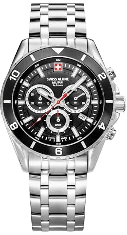 Swiss Alpine Military Herren-Armbanduhr Chronograph Analog Quarz 7034.9 Edelstahl