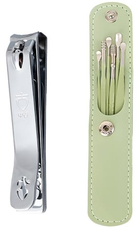 Toenail Clippers for Thick Nails, Stainless Steel Heavy Duty Nail Cutters, Straight Edge Wide Mouth Toenail and Fingernail Clippers for Men and Women, 1 Set Ear Cleaning Tools for Clean Ears
