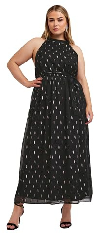 Yours London Curve Metallic Spot Print Halterneck Maxi Dress - Women's - Plus Size Curve