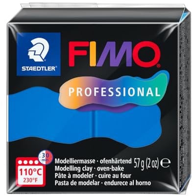 STAEDTLER FIMO Professional 8040 ofenhärtende Modelliermasse, speziell für Profis und Künstler, Einzelprodukt reinblau, 8040-300