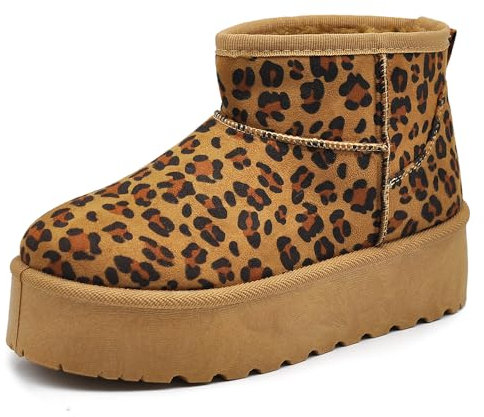 IF Stivali Stivaletti Mammut Da Donna Alla Caviglia Con Pelo Pelliccia Platform Zeppa Camoscio Sintetico P309 leopardato N.38