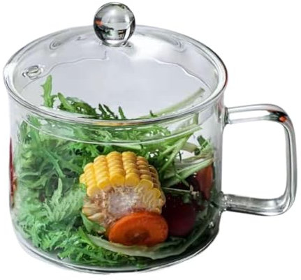 tuwiwol Simmer Pot for Stove Potpourri Making Sauces and Instant Noodles Glass Clear Simmer Pot for Stove Glass Pans for Cooking, Single Handle 1500ml