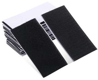 12Pairs Hook and Loop Dots Heavy Duty Velcro Tape, Strong Adhesive Sticky Back Velcro for Anti-Slip Rugs, Carpets, DIY & Home Organization, Double Sided Adhesive Pads Reusable (Black, 100mm x 30mm)