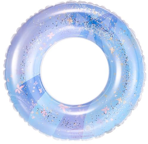Schwimming Ring Erwachsene, Transparenter Pailletten Floating Ring, Aufblasbare Schwimmreifen 90cm, Schwimmring Röhre Für Sommerpool Party, Geeignet für Erwachsene und Kinder (Blau Lila)