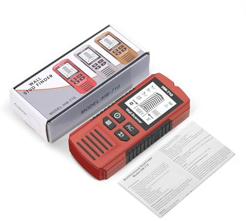 Qivine 5 in 1 Kabelsucher Leitungssuchgerät, Multifunktionaler Leitungssucher Stromleitungen mit LCD Anzeigeren, Digitaler Kabelfinder Leitungsfinder von Holzbalken, Metallrohren (Rot)