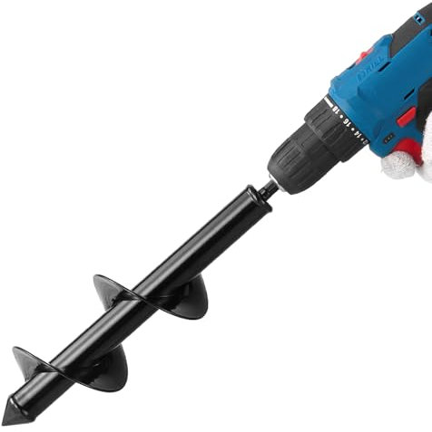 VEVOR Auger Drill Bit for Planting, Ø3.15 x 11.42 Spiral Drill Bit, for 3/8'' Hex Drive Drills, Heavy Duty Bulb Planter Tool, Hole Drilling Attachments for Garden Post Hole Digger Fence Digging
