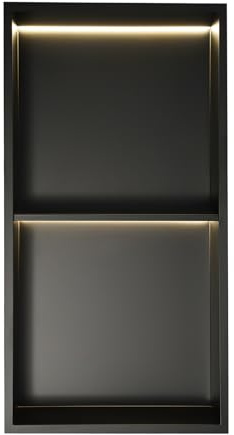 Beaudreaul Niche de douche en acier inoxydable à 2/3 étages avec lumière LED, encastrée + montage mural, étagère de rangement IP44 étanche, pour salles de bains, cuisines, toilettes, etc (30,5 x 61 cm
