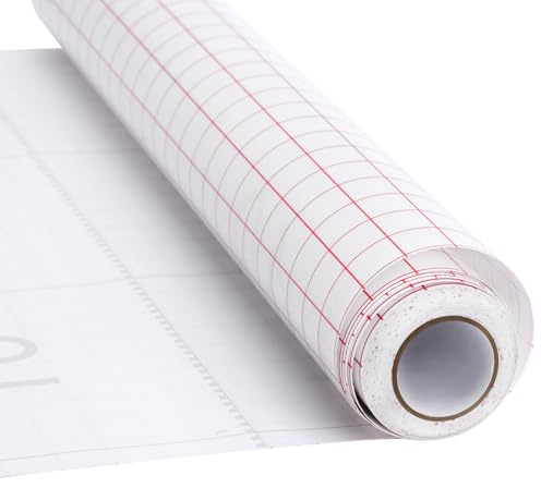 Överföringsfolieplotter för plotterfolie vinyl, 30,5 x 5 m vinylfolieplotter, överföringsfolieplotter med röd orienteringsnät för exakt placering, cricut överföringsfolie för skyltar, klistermärken