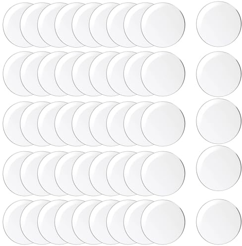 50 Piece Round Acrylic Blanks 2 Inch Clear Acrylic Discs Transparent Board Panel for Glass Crafts DIY Projects Ornament Blanks Keychain Picture Frame Paintings Art Blank Plastic Circles for Crafts