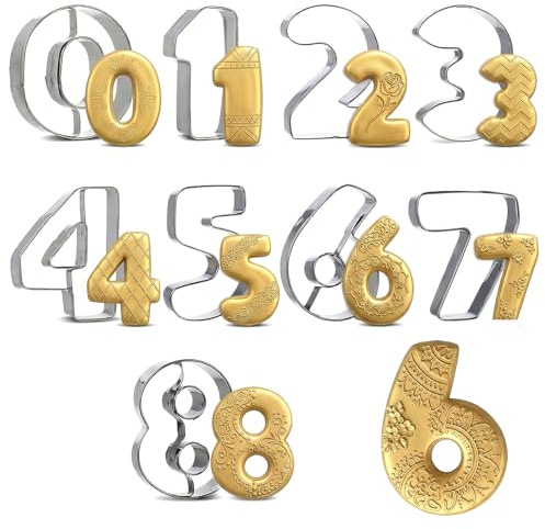 9 Stück Ausstechformen Zahlen 0-8 Zahlen Ausstecher Edelstahl Keksausstecher mit Zahle Kekse Formen Zahlenform Fondant Kekse Ausstechform Cookie Cutter Backform-Zahle für Kekse Kuchendeko Plätzchen