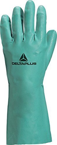 Deltaplus VE802VE07 Nitril Auf Baumwolle Velourisiert Handschuh - 33 Cm, Grün, Größe 7/8