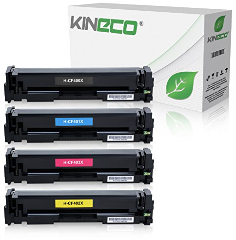Kineco 4 Toner kompatibel mit HP 201X Laserjet Pro MFP M277n M277dw Laser Multifunktionsdrucker kompatibel mit CF-400X CF-401X CF-402X CF-403X, Schwarz 2.800 Seiten, Color je 2.300 Seiten
