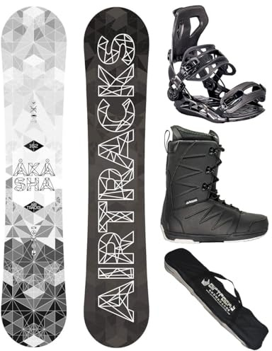Airtracks Snowboard Set Akasha Wide Hybrid Rocker + Snowboard Bindung Master + Snowboardboots + Sb Bag 152 157 159 162 cm