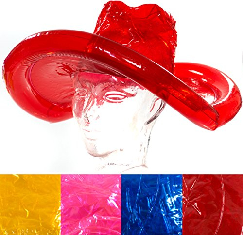 C+P Aufblasbarer Cowboy- Hut, 4 Farben- Rot Blau Pink Gelb, Cowboyhut, Karneval, Party, Junggesellenabschied (blau)