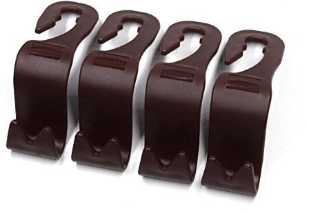 Mayco Bell 4pcs Auto Lagerung Haken,Rücksitz Kopfstütze Haken - Mantel Geldbörse Handtasche Halter(Braun Satz von 4)