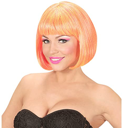 Widmann 74980 - Perücke Valentina, mit neon-gelben und neon-pinkfarbenen Strähnchen, Karneval, Mottoparty