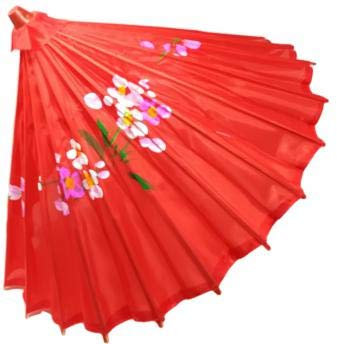 R&F SRLS Parapluie Chinois Rouge Parapluie Fête Costume Appartement Tissu Bois, 1 Unità (Confezione da 1)
