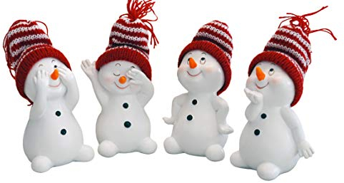 khevga Christmas Decoration Figurines Snowman in 4 Dimensions Approx. 6 x 6 x 11 cm (Red)