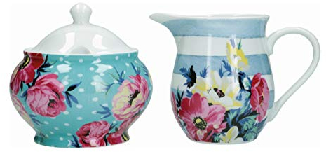Mikasa Clovelly Milk Jug and Sugar Bowl Set in Gift Box, Porcelain, Multi Colour, 2 Pieces