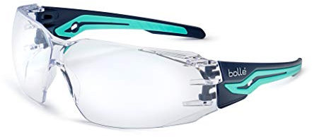 bollé Safety SILEXPSI, Silex Safety Glasses Anti-Scratch/Anti-Fog, Black Blue Frame, Clear Lenses