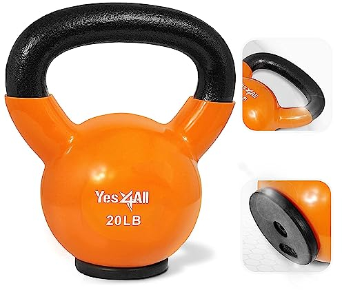 Yes4All RPL7 Kettlebell aus Gusseisen mit Vinylbeschichtung und Gummifuß, 9 kg