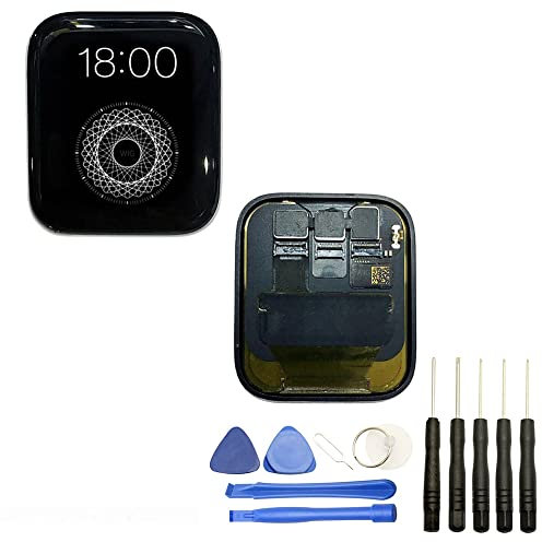 Visiodirect® Ecran Complet: Vitre Tactile + Ecran LCD Compatible avec Apple Watch Serie 5 Taille 44mm Noir + Kit Outils
