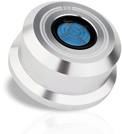 Monosaudio 3 in 1 Record Weight Stabilizer 60Hz Turntable Disc Record Stabilizer Clamp with Bubble Level for LP Vinyl Record Player, 320G (11.3 OZ) Vibration Reducer (Silver Colour)