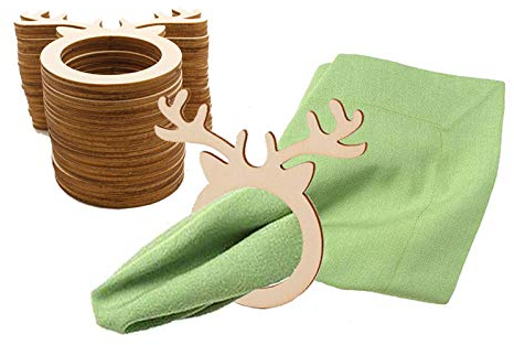 Rentier-Serviettenringe, 20 Stück Holz-Serviettenhalter, Serviettenschnallen für Weihnachten, Party, Abendessen, Heimdekoration, 20 Stück