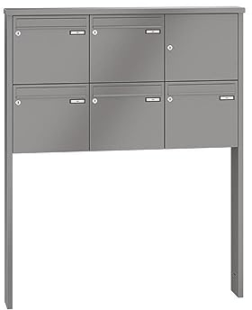 RENZ/Tetro / 5er Freistehende Briefkastenanlage Standbriefkasten/RAL-Farbe 9007 Volumen 1/zum Einbetonieren/Dein-Briefkasten.de