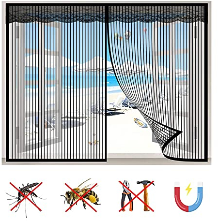 Magnet Fliegengitter Fenster, Fliegenvorhang Moskitonetz Fenster, Auto Schließen Magnetische Adsorption, für Fenster Türen-Black-b|| 51x64inch(130x165cm)