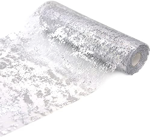15M x 28CM Tischläufer Silber Tischband Glänzend Silber für Partys Hochzeit Geburtstage Weihnachten Tischdeko