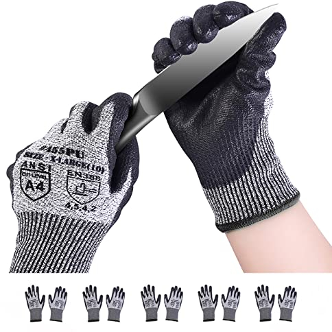 Donfri 5 Paar Schnittschutzhandschuhe Arbeitshandschuhe herren winter,handschuhe schnittfest garten handschuhe schnittfest dornenfest schnitzhandschuhe (XL)