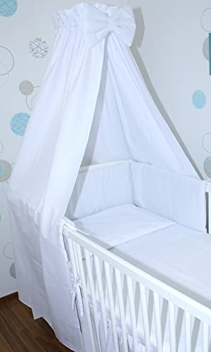 Primawela Babybett Himmel Vollstoff - Weiß - für Baby Bett Vollstoffhimmel Baumwolle