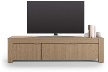 Mobili Fiver, Credenza porta Tv con 3 ante Rachele, (180x45x45,8 cm), Rovere Naturale, 180 cmx45 cmx45.8 cm, Nobilitato, Credenza Soggiorno Moderna, Made in Italy