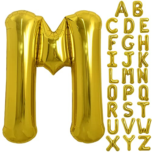 TONIFUL 40 Zoll große Goldfarbene M-Buchstabe Ballons Jumbo Helium Ballons mit Mylar-Folie für Geburtstagsfeier, Jubiläen und Valentinstag