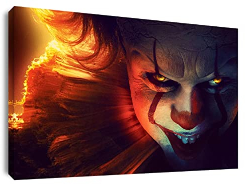 Artis Prints Leinwandbild ES | Clown - Horror - Film, Poster - Foto - Kunst, Dekoration - Inneneinrichtung, Klein bis Groß, Wohnzimmer - Büro