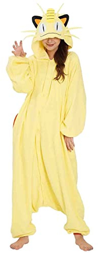 SAZAC Kigurumi - Pokemon - Meowth - Onesie Jumpsuit Halloween Costume, Yellow, XL