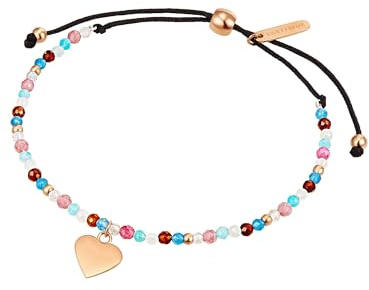 Eastside Damen Armband Edelstahl roségold | rosévergoldet 18 Karat, Textilarmband, Apatit, blau, Herz, Zugverschluss, Nylon