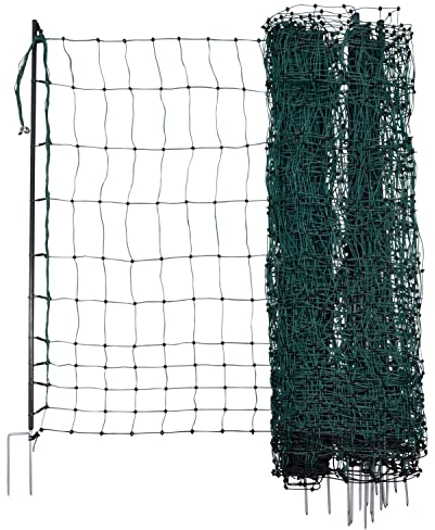 Kerbl Geflügelnetz Premium, grün, 50 m, 122 cm, Doppelspitze, elektrifizierbar