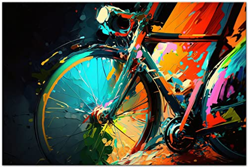 Printonia Leinwandbild 120x80cm Fahrrad Rad Straßenradsport Abstrakt Radsport Art Bilder Dekoration Wandbild Kunstdruck