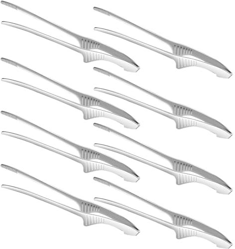 ZZBUY 8 Pack Bbq Tongs Grill Tongs for Outdoor Grill & Camping Stainless Steel Non-Slip Cooking Utensils for Korean and Japanese BBQ, Salad