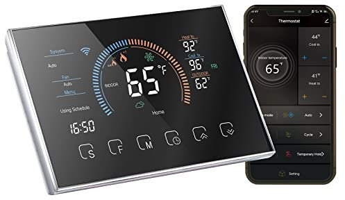 Qiumi Termostatos WiFi para bomba de calor del hogar, adecuados para bombas de calor de aire y energía de tierra, compatibles con Alexa Google Home con convertidor de línea C