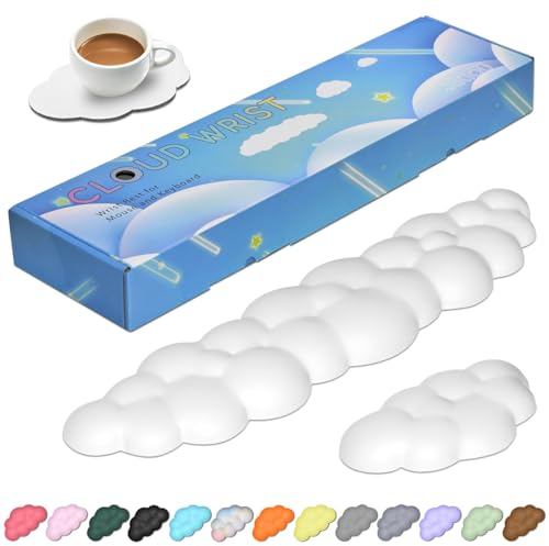 JIKIOU Upgrade Leder Cloud Tastatur Handgelenkauflage Mit Rutschfester PU-Basis, Bequeme Memory-Schaum-Auflage für Computer, Laptop, Mac, Gaming, Büro