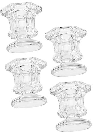 Garneck 4pcs Candlestick Candleholder Decor Wax Drip Catchers Home Candleholder Candle Wax Catcher Diy Desk Topper Votive Holder Desk Top Decor Creative Candle Holder Wedding Glass White