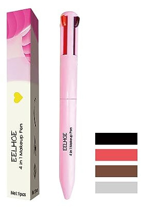 4-in-1 Make-Up Stift, Wasserdicht All in One Make-Up Stift Eye Liner, Brow Liner, Lip Liner & Highlighter Stift, 4 In 1 Makeup Pen 4 Color Multifunktionaler Kosmetikstift für Lip and Face Makeup