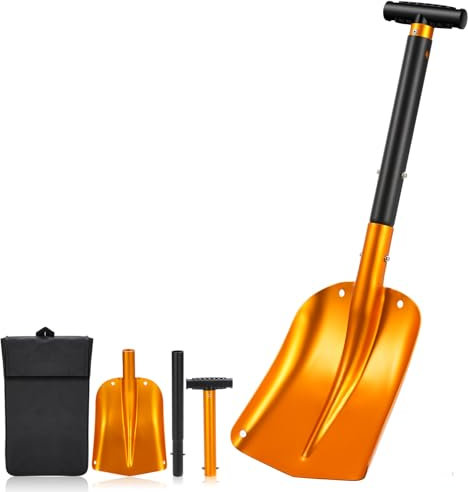 oumuik Pala de nieve, pala, desmontable, plegable, resistente, fácil de llevar, dimensiones 40 cm de largo x 30 cm de ancho x 7,5 cm de alto